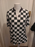 Mens Tommy Jeans Size Large Black And White Square Short Sleeved Polo