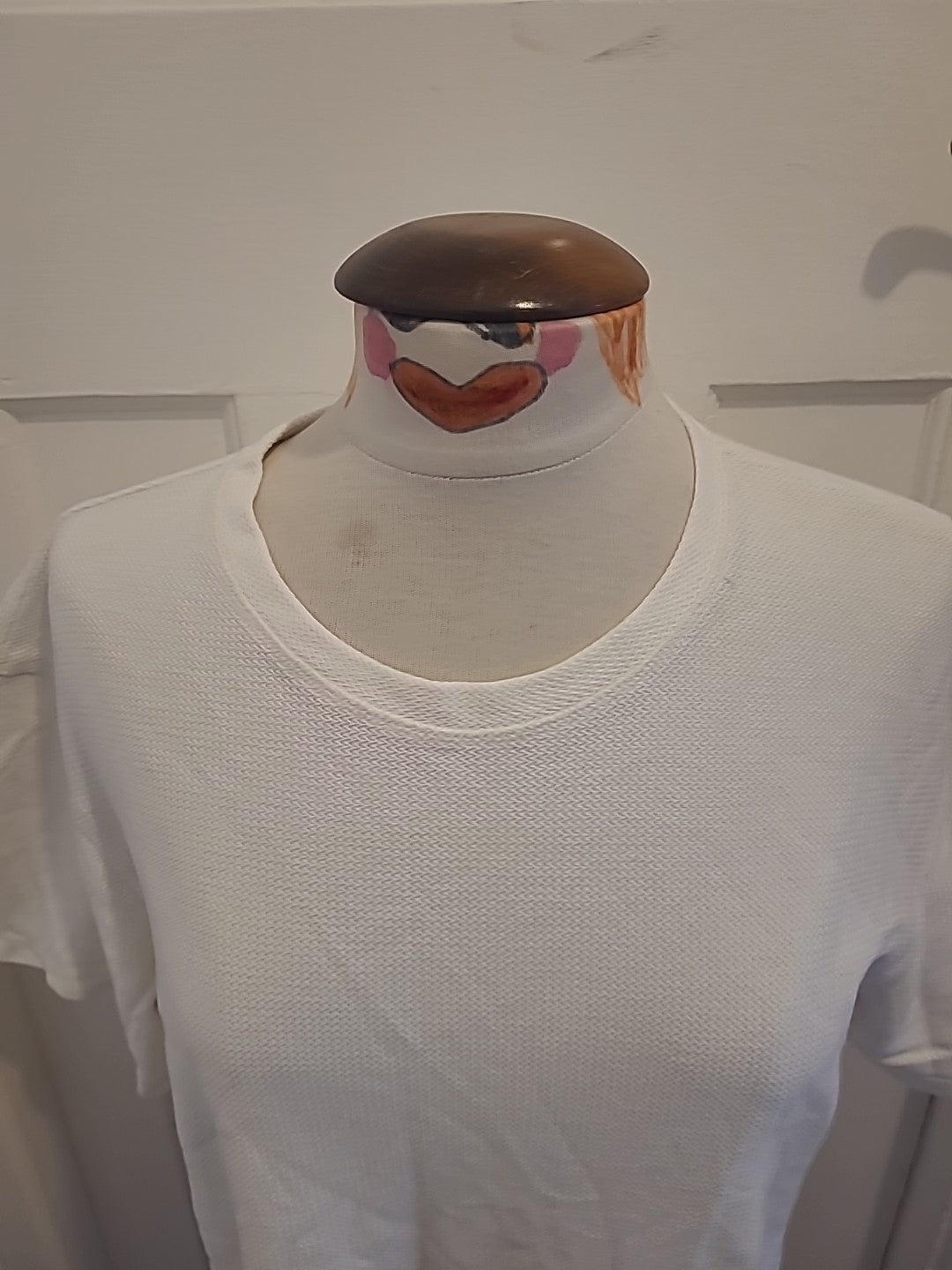 Mens Zara Size Large White Round Neck Detailed Tshirt