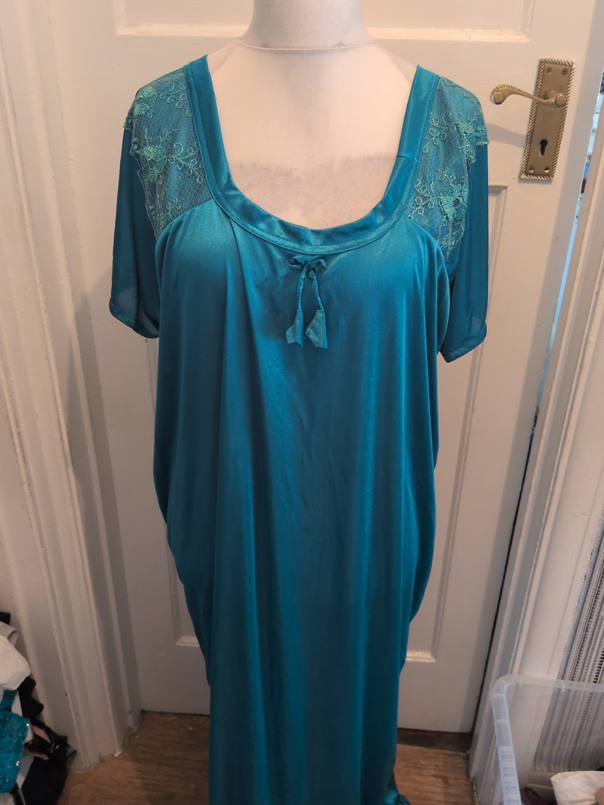 3XL Turquoise Long Length Short Sleeve Nighty