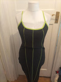 Ladies Misguided Size 10 Black And Green Pencil Dress