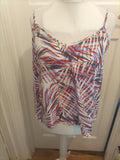 Ladies Large Blue Red V Neck Cami Abstract Pattern
