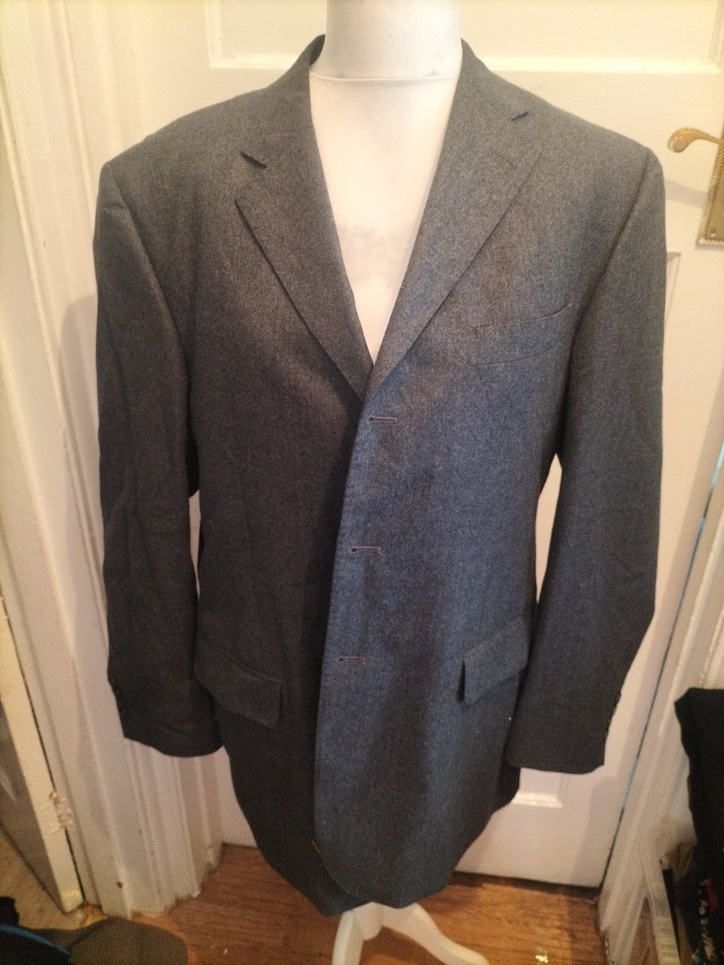 Marks And Spencer Italian With Cashmere 44Long Brown And Navy Suit Jacket