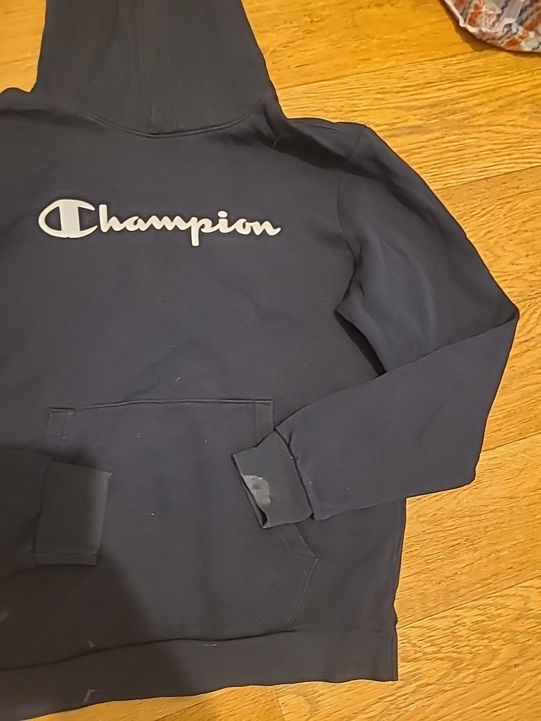 Boys Champion Age 15-16 Years Navy Pullover Hoodie Has Marks On
