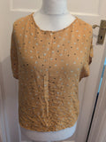 Primark 12 Dark Yellow Short Sleeve Patterned T-shirt Blouse