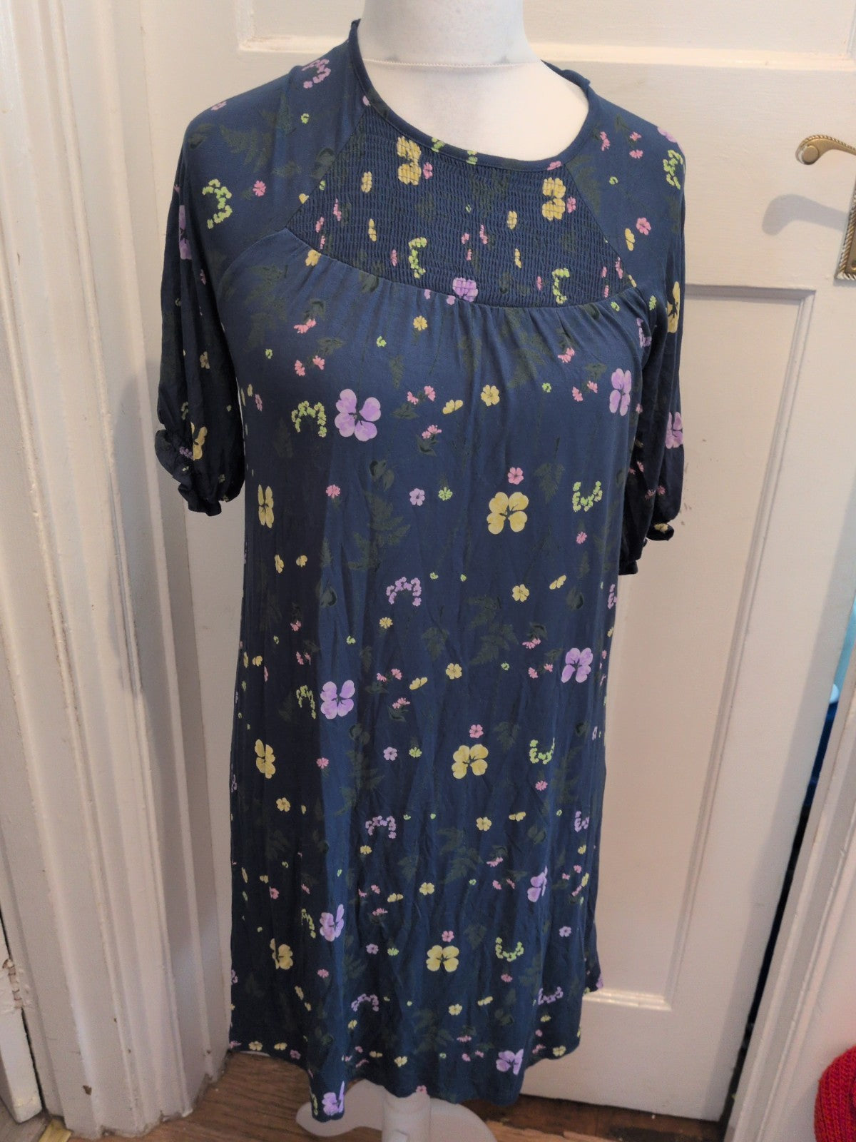 Next 8 Teal Floral Short Sleeve Dress