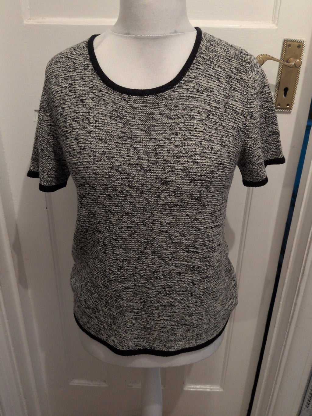 Alexon 12-14 Grey Flecked Short Sleeve Blouse/T-shirt
