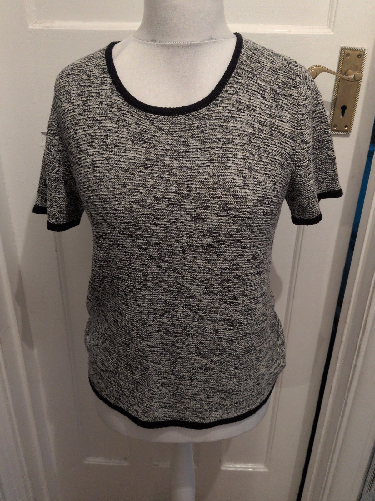 Alexon 12-14 Grey Flecked Short Sleeve Blouse/T-shirt
