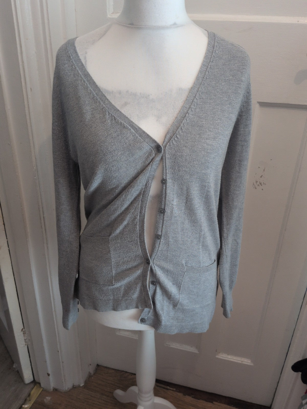 Papaya Weekend 14 Grey V Neck Cardigan Buttoned
