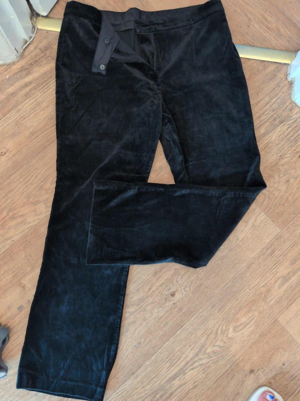 Marks And Spencer 18 Standard Leg Black Velvet Style Trousers