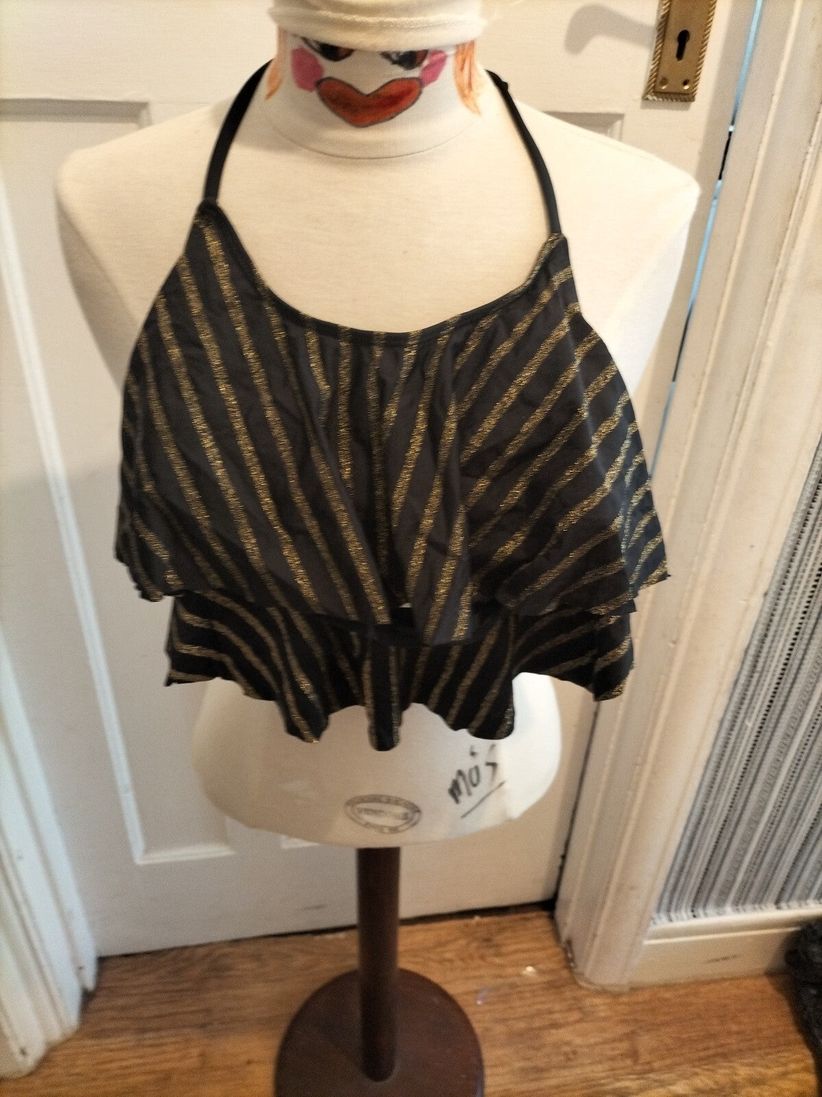 Ladies Miss Selfridge Size 10 Gold/Black Halterneck