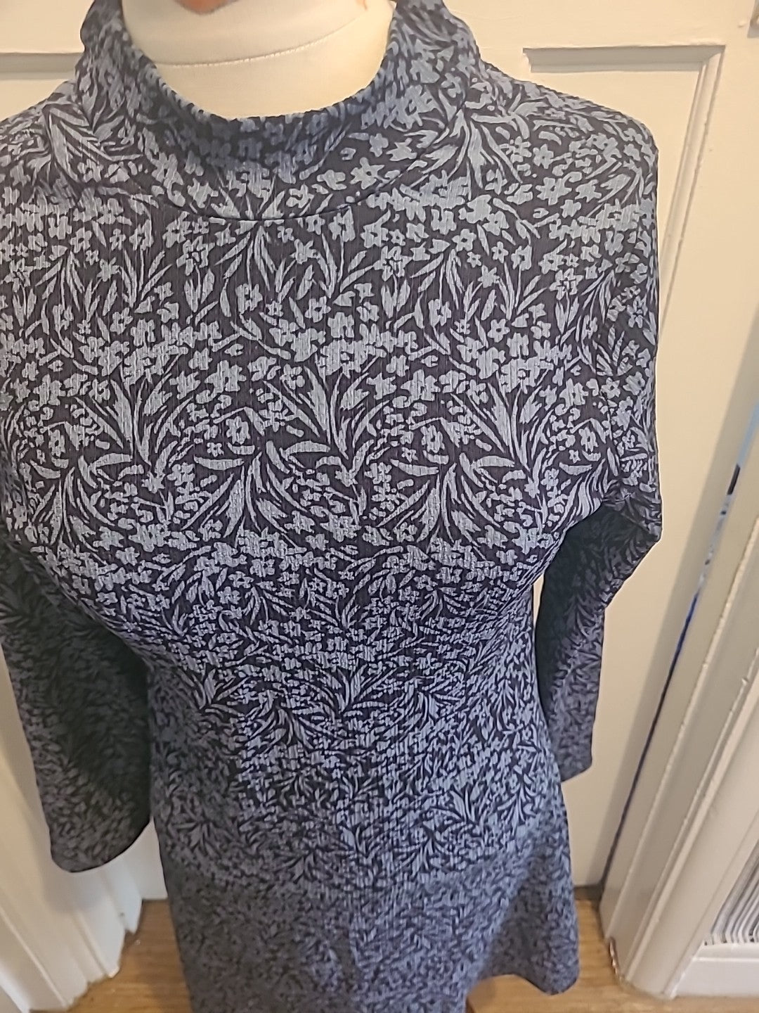 Ladies George Size 10 Two Tone Blue Long Sleeve Dress