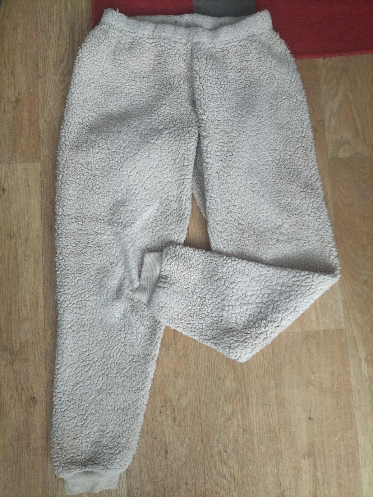 Ladies Primark Size 6-8 Beige Fluffy Warm Elasticated Pyjama Bottoms