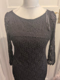 Primark 14 Black Lined Lace V Neck Midi Dress