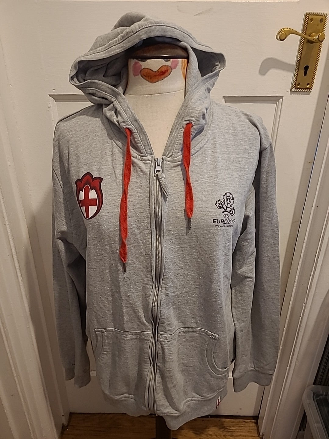 Mens Euro 2012 Grey Zip Through Football Hoodie