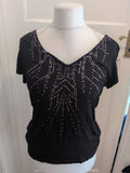 Jasper Conran 16 Black Short Sleeve Diamante Blouse