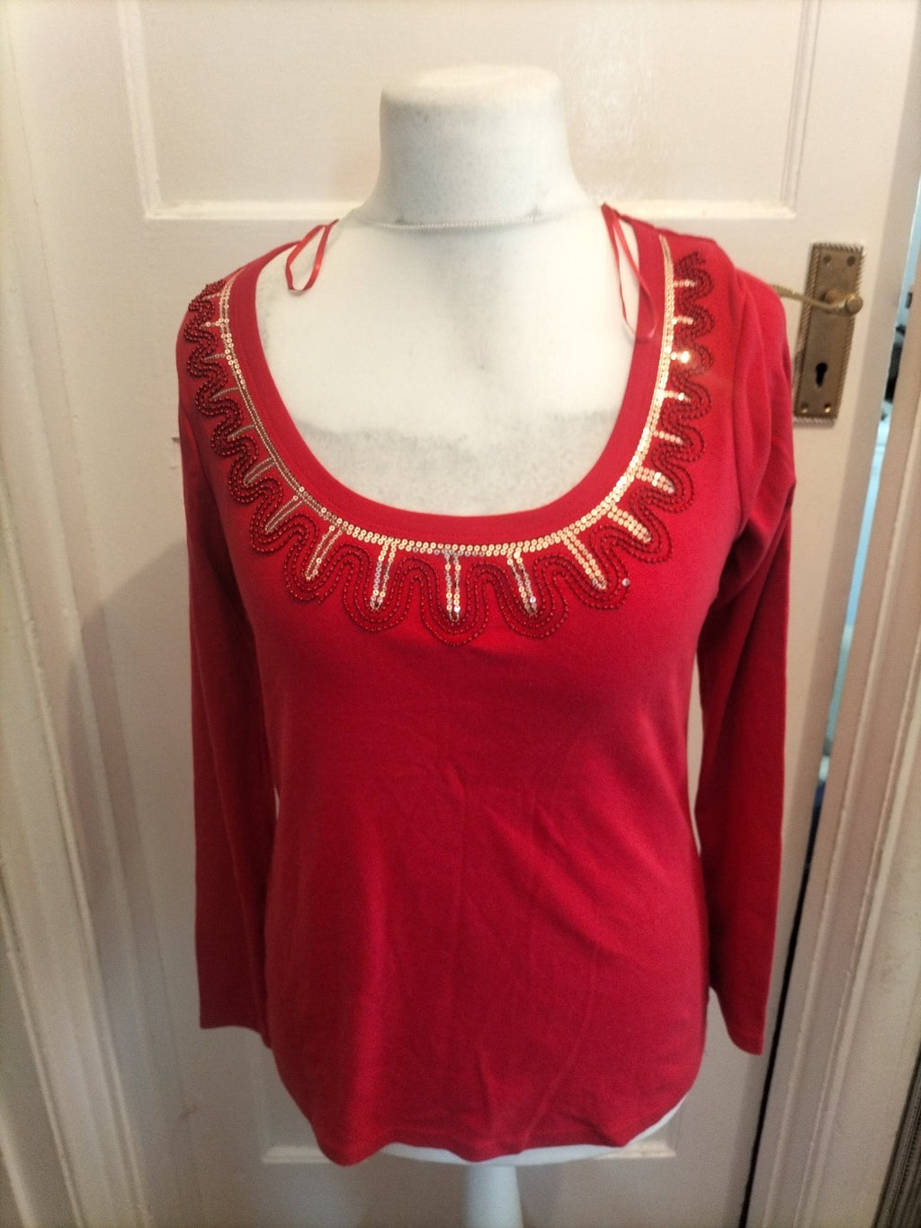 Ladies George Size 14 Hot Pink With Diamante Neck Blouse