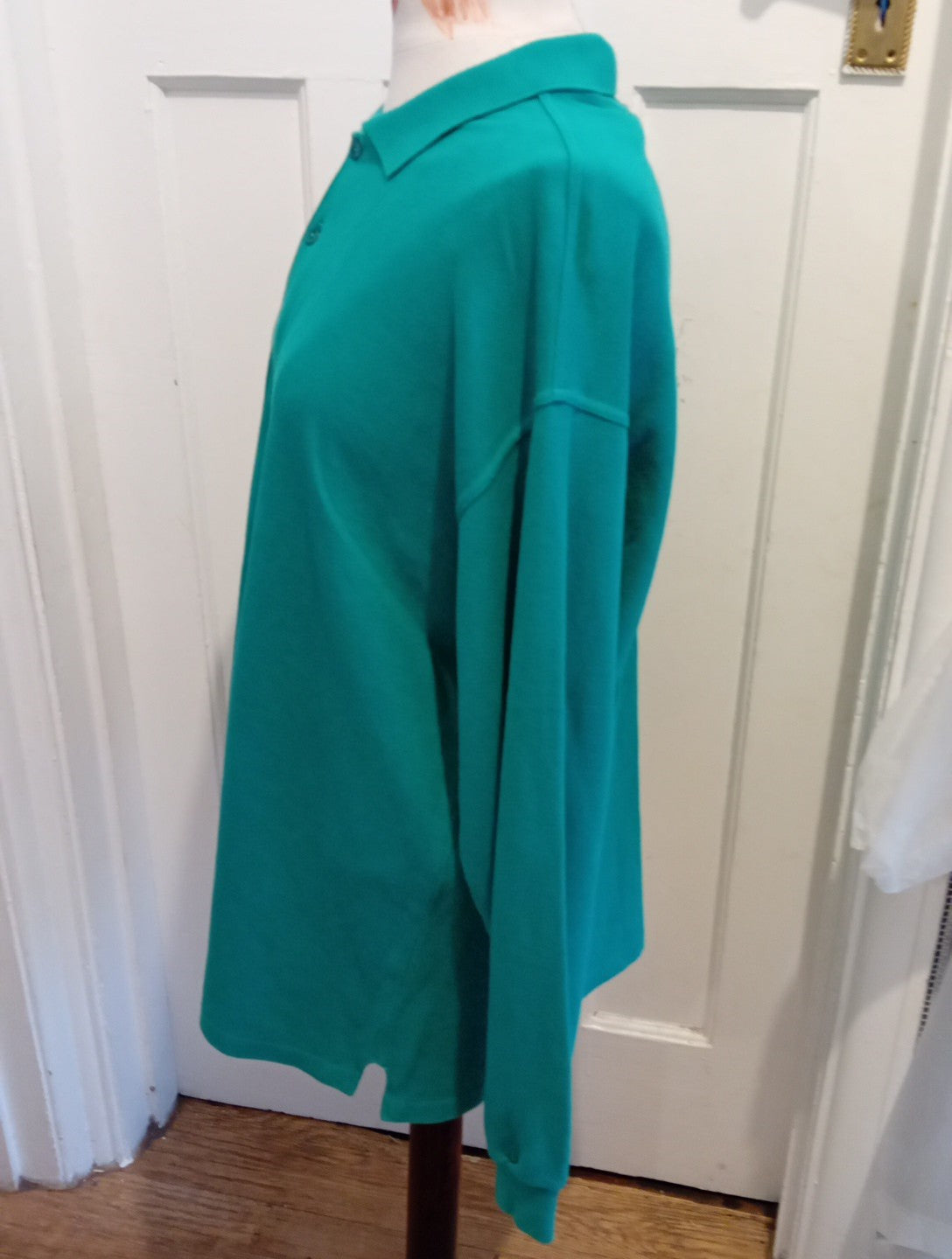 Mens St Michael Size Large Green Long Sleeved Polo