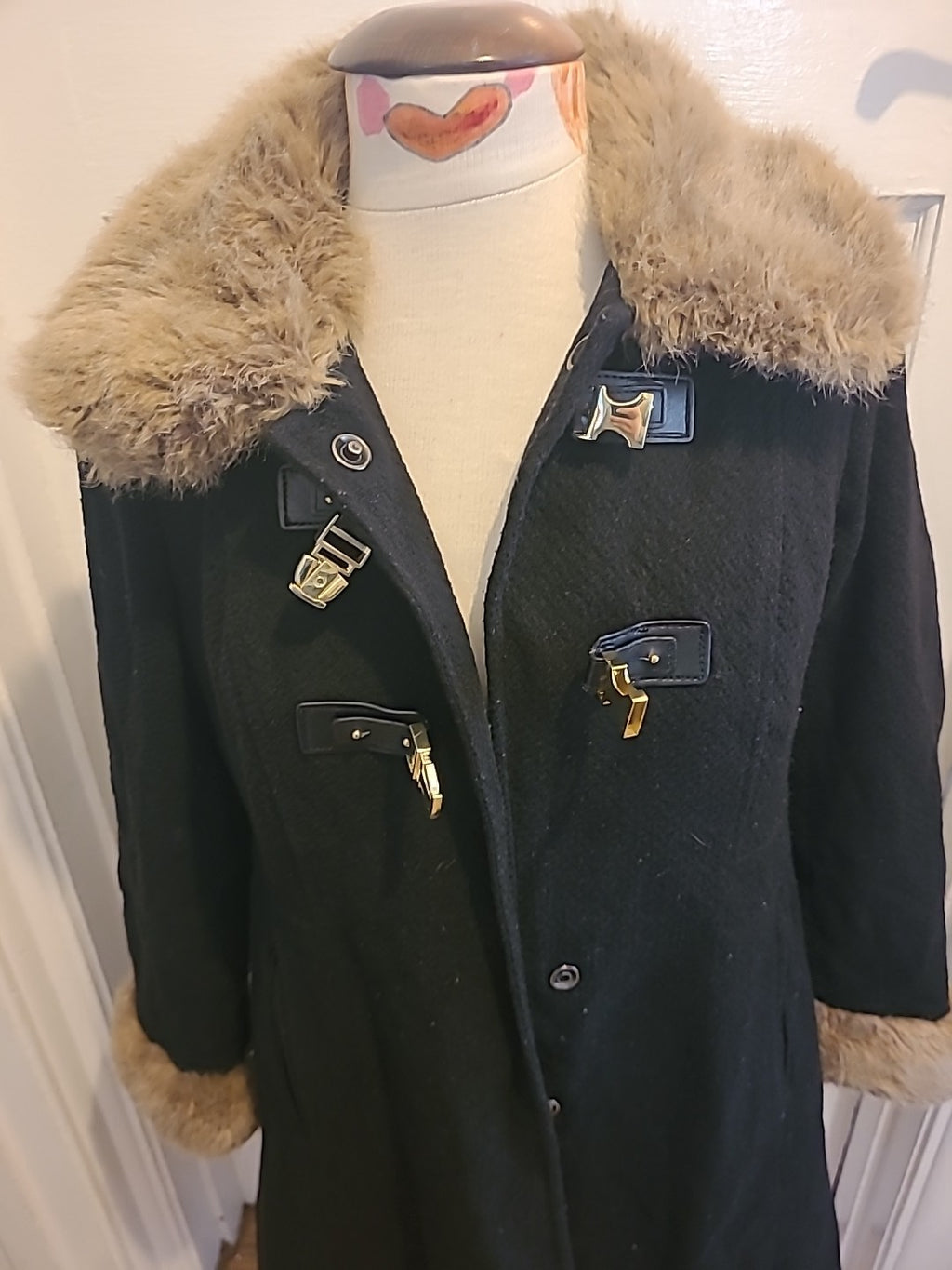 Ladies Tu Size 14 Black Faux Fur Jacket