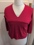 Ladies Small Red V Neck Long Sleeve T-shirt