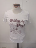 Ladies Size Medium White With Red Print Short Sleeve T-shirt