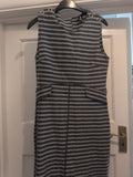 Izabel London 10 Grey White Stripe Sleeveless Dress