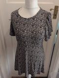 New Look Maternity 12 Black Flower Short Sleeve Knee Length Dress