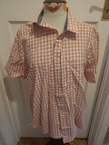Mens Lincoln Size Large Pink And White Check Shirt Short Sleeved