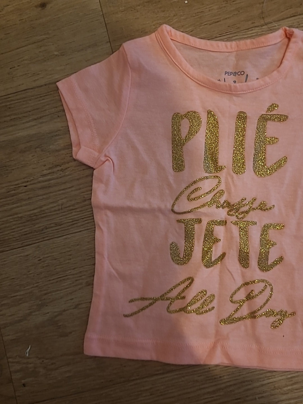 Girls Pep&Co 9-12 Months Pink Gold Glitter Tshirt