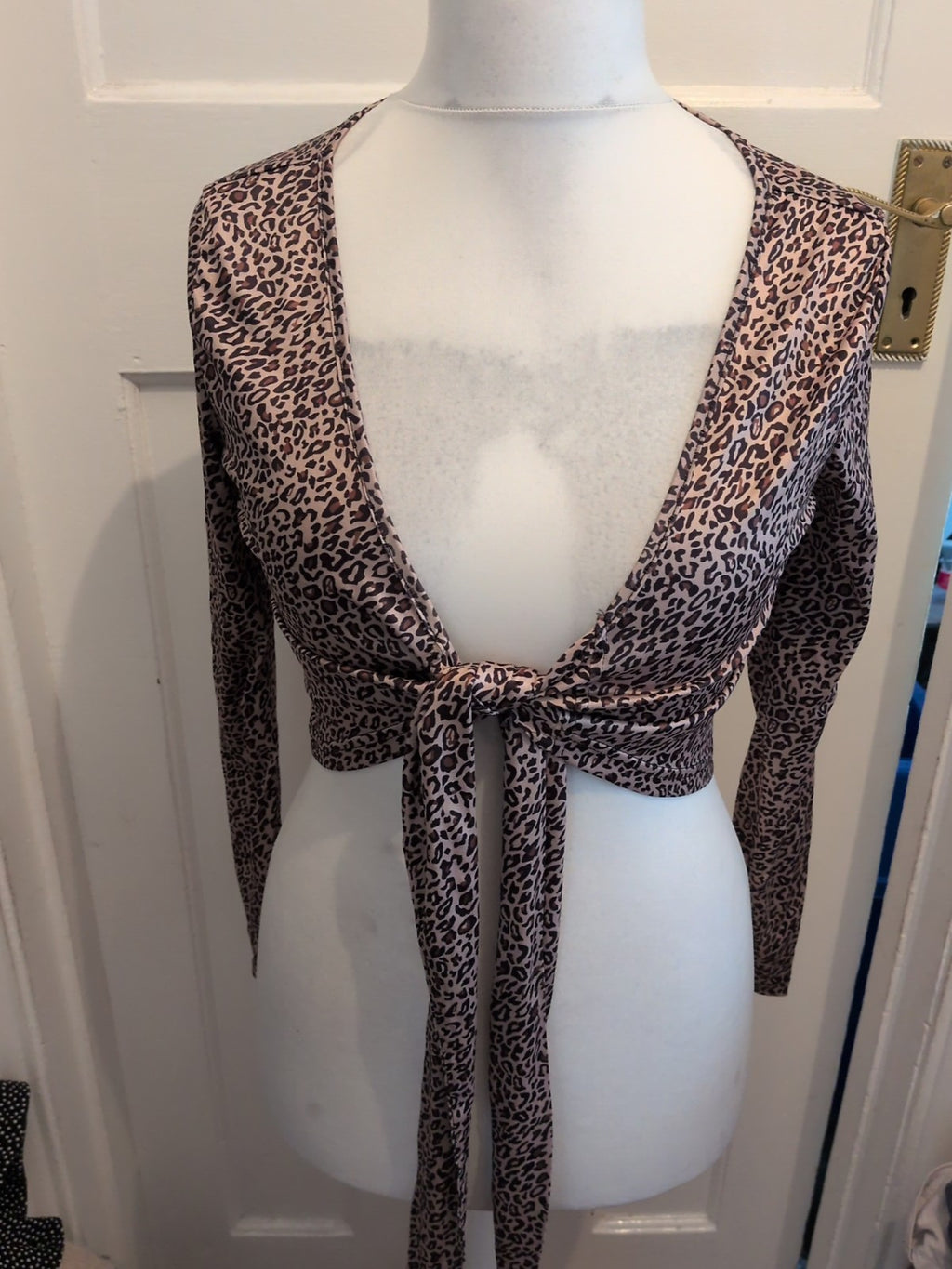 Shein Small Leopard Print Self Tie Blouse