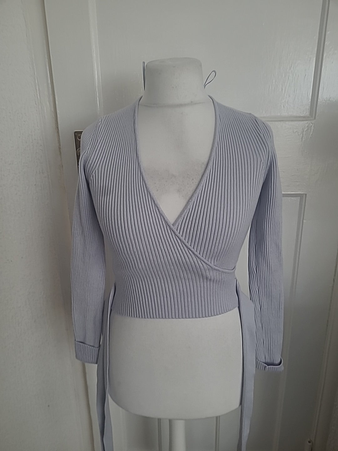 Zara Small Pale Bluey Lilac Ribbed Top