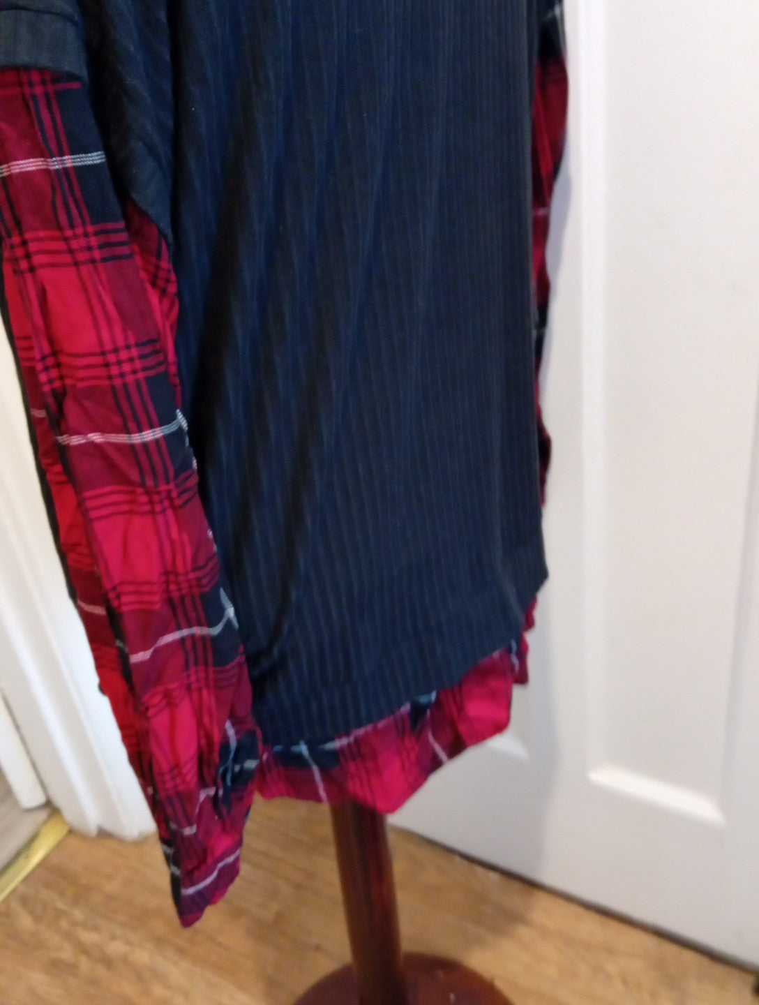 Ladies New Look Size 12 Black With Tarten Long Sleeved Blouse