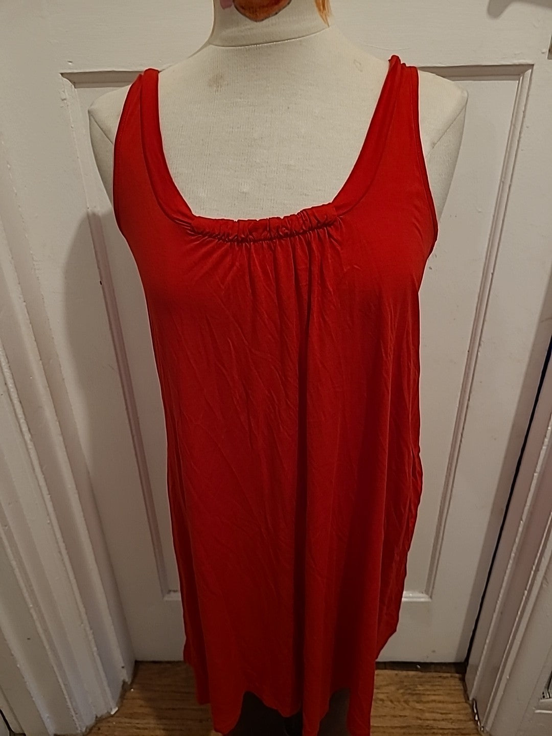 Ladies Marks And Spencer Size 14 Red Sleeveless Knee/Midi Dress
