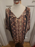 Ladies Primark Size 14 Brown Shaded Animal Printed Short Sleeved Tshirt