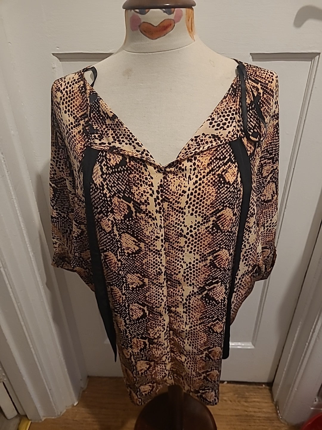 Ladies Primark Size 14 Brown Shaded Animal Printed Short Sleeved Tshirt