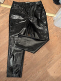 Marks And Spencer 12 Regular Harper Cigarette Pleather Black Trousers