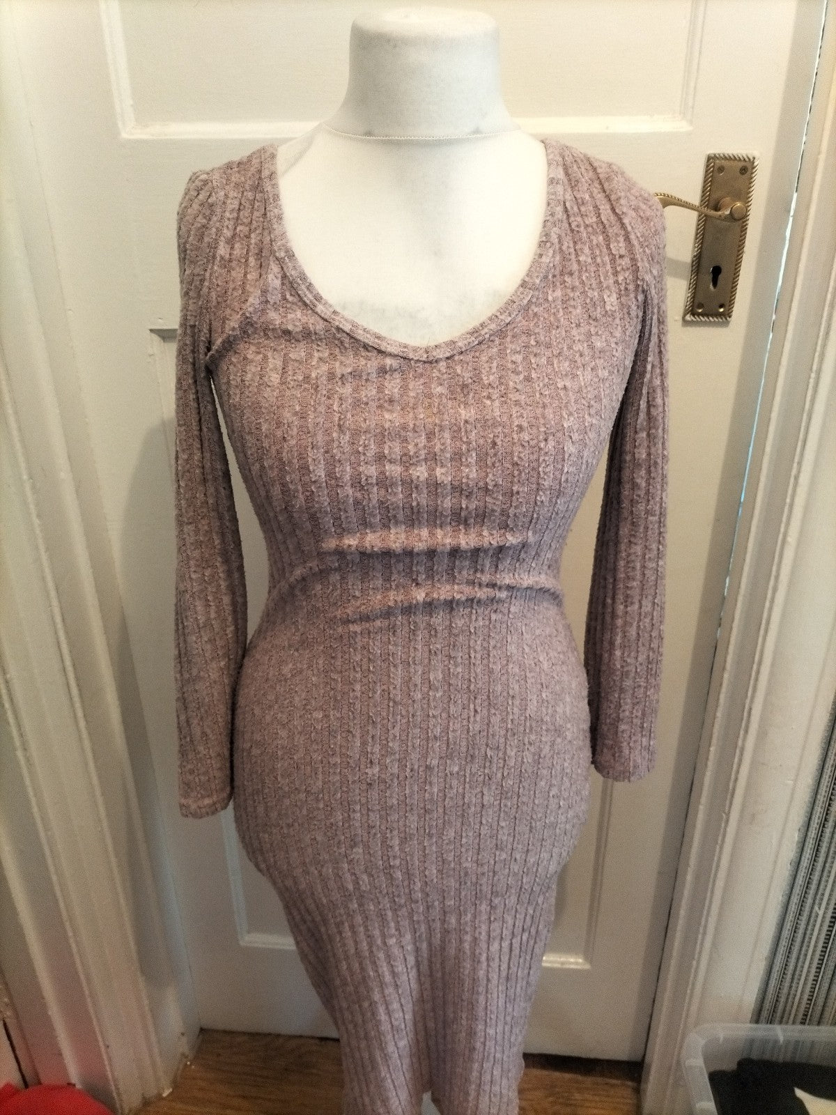 Ladies Shein Size XS Pink Ribbed Long Length Dress