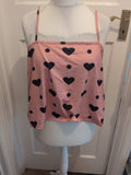3XL Pink And Black Loveheart Pyjama Cami Top