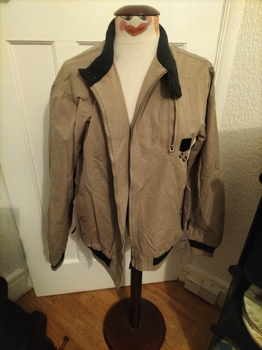 Mens Soulstar Size Large Beige Zip Through Jacket