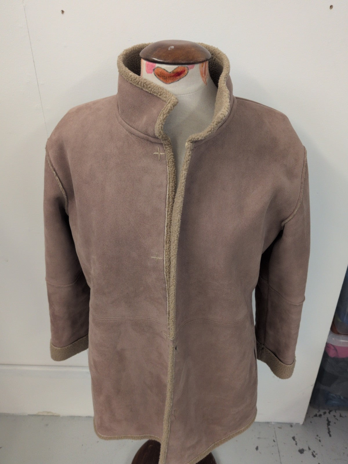 Next 14 Suede Beige Fleecy Buttoned Jacket