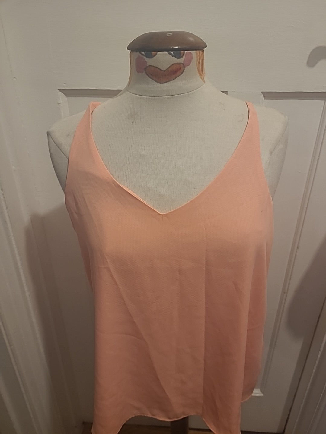 Ladies F&F Size 12 Peach Sleeveless Lined Blouse