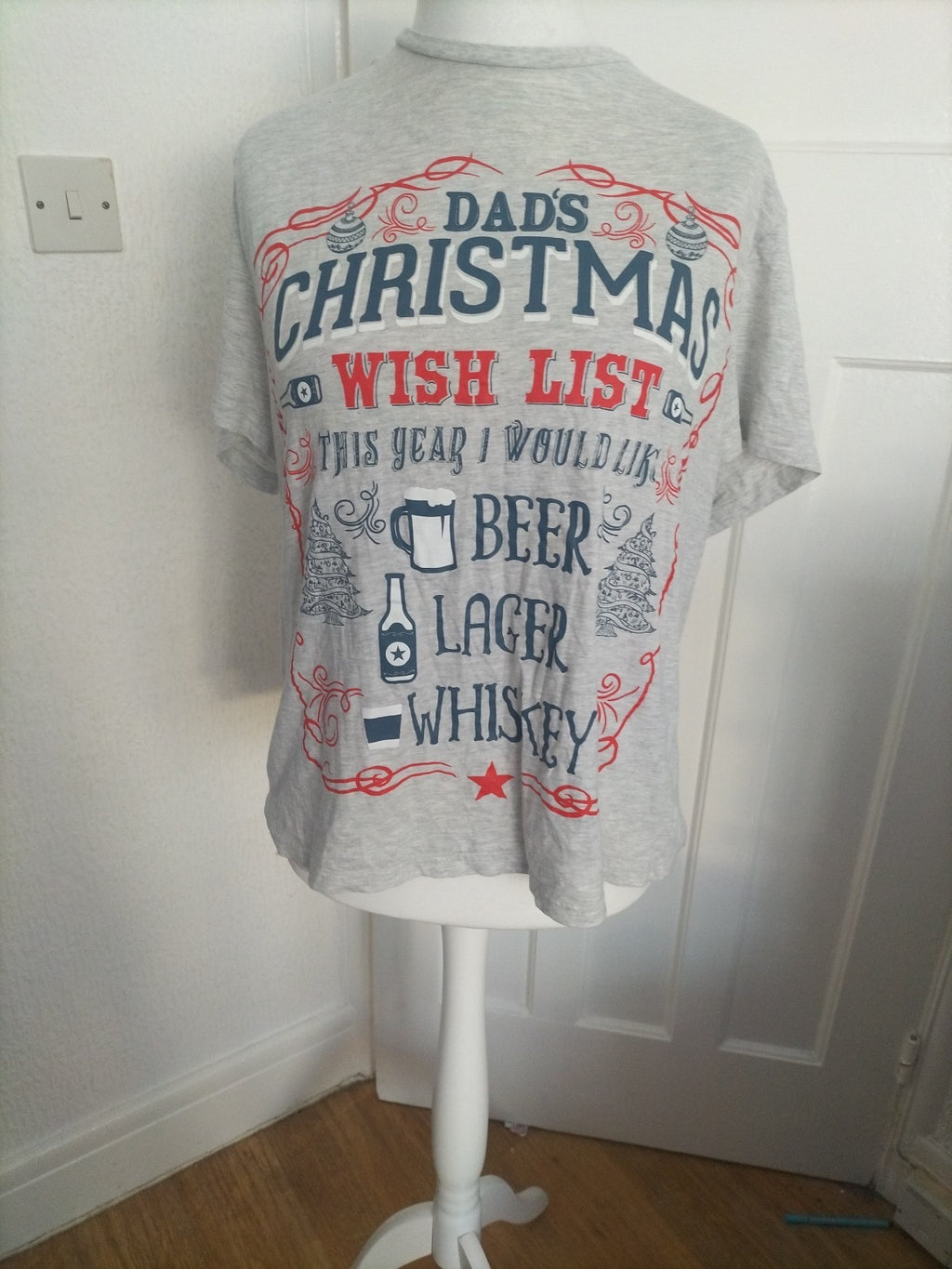Mens George Size XL Grey Christmas Beer Tshirt