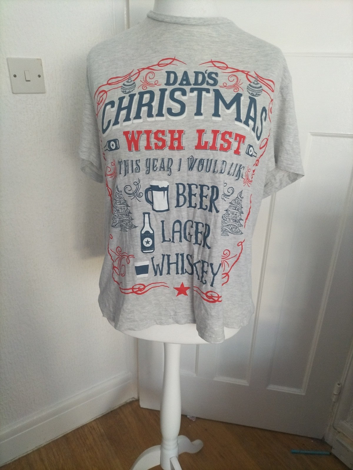 Mens George Size XL Grey Christmas Beer Tshirt
