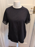 JD Williams 22 Black Short Sleeve T-shirt With Detail On Hem Sleeve