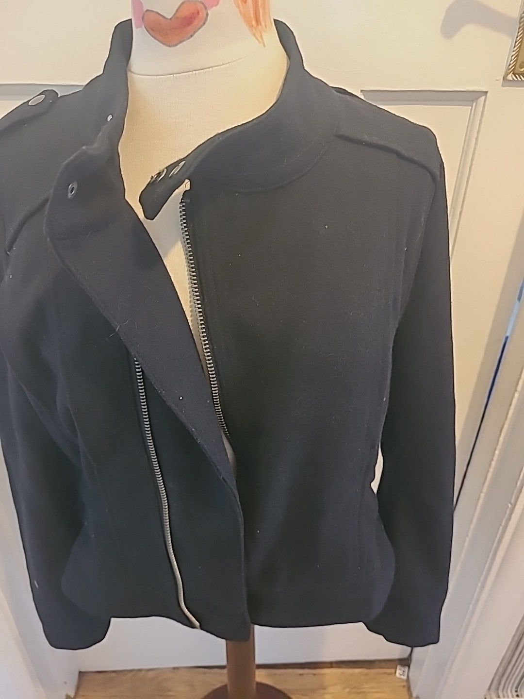Ladies Red Herring Size 12 Black Lined Heavy Coat
