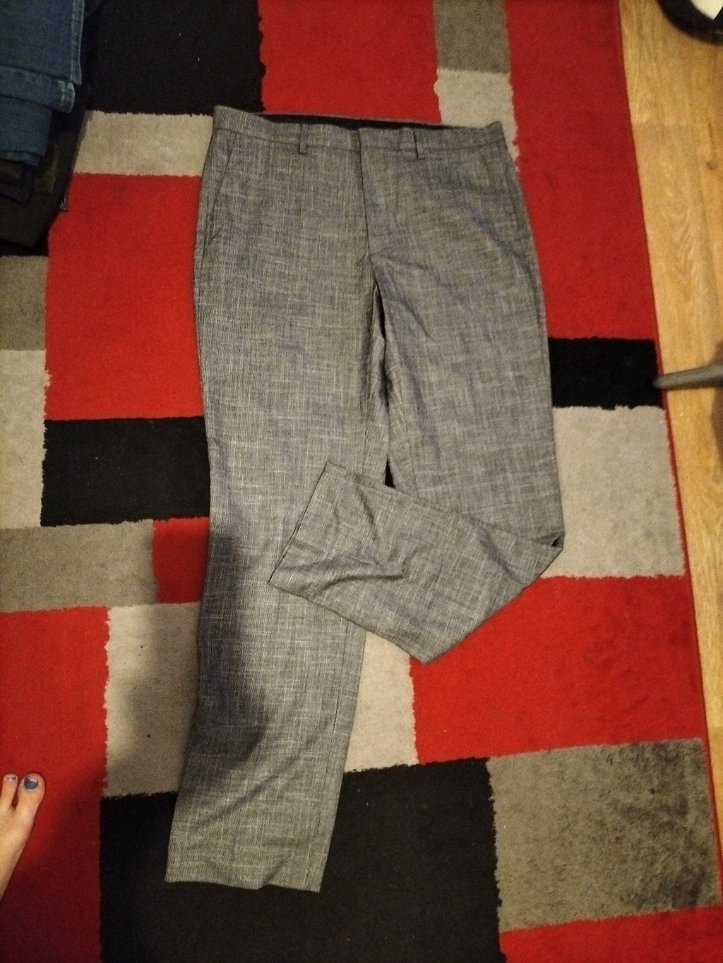 Mens Marks And Spencer Size 36x33L Grey Trousers