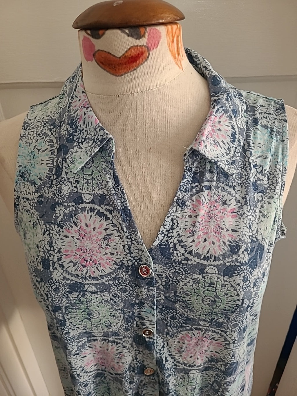 Ladies Bonmarche Size 12 Teal/Blue Sleeveless Polo