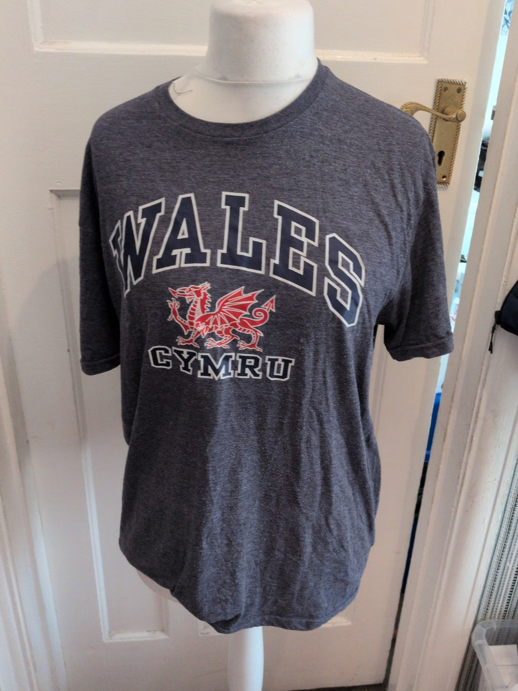 Gildan Large Grey Wales Print Short Sleeve T-shirt