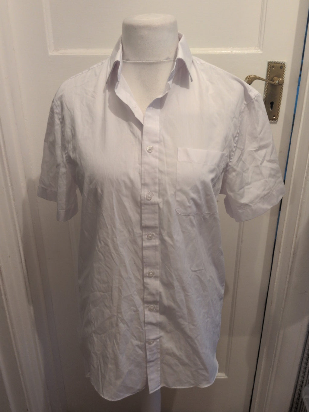 Marks And Spencer 15.5" Regular Fit White Shirt Short Sleeve