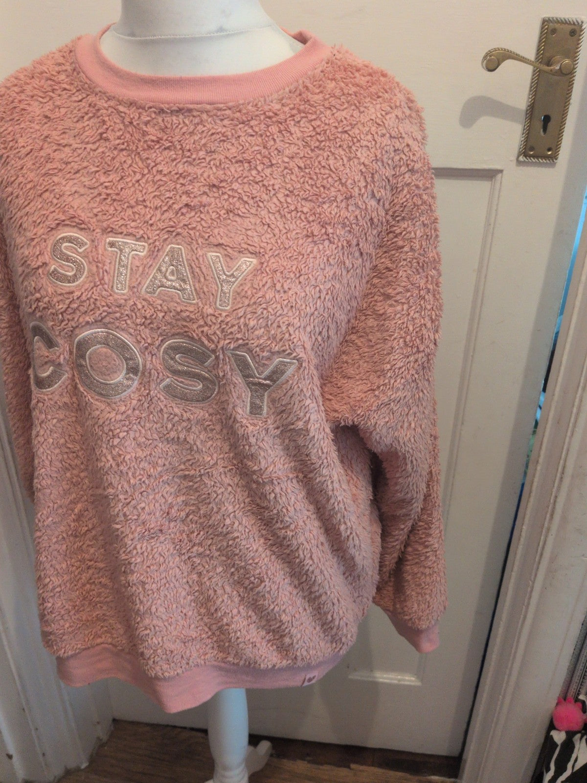 Ladies Primark Size Large Pink Fluffy Pullover Jumper Pyjama Nightwear