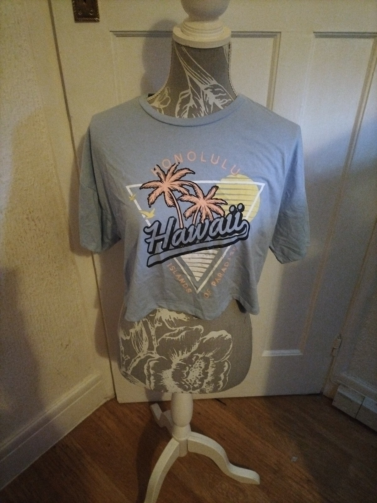 Ladies Primark Medium Blue Honolulu Cropped Top